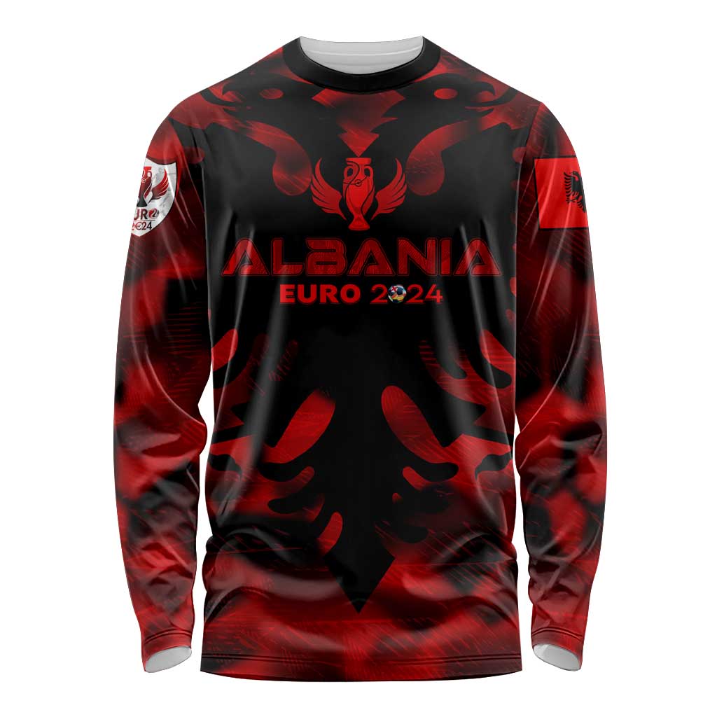 Personalized Albania Football 2024 Long Sleeve Shirt Trophy Wing Style - Wonder Print Shop