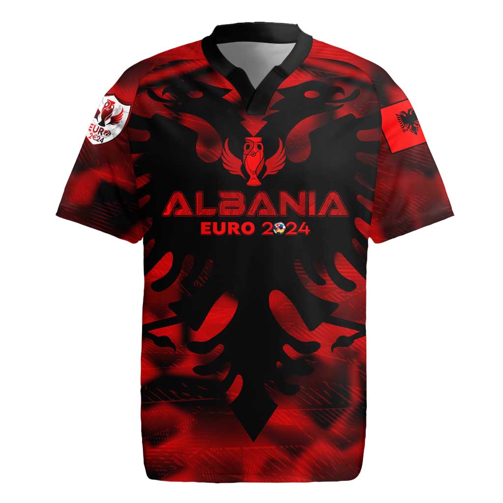 Personalized Albania Football 2024 Rugby Jersey Trophy Wing Style - Wonder Print Shop