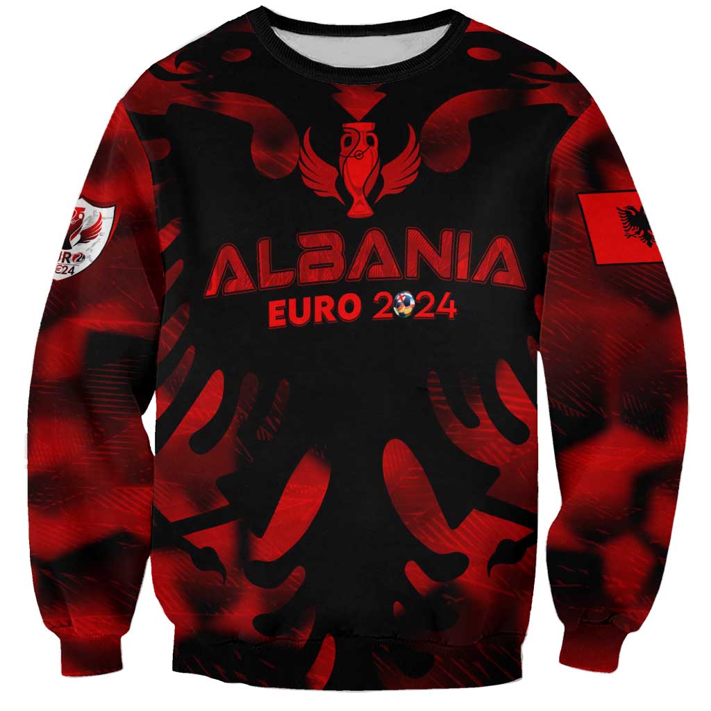 Personalized Albania Football 2024 Sweatshirt Trophy Wing Style - Wonder Print Shop