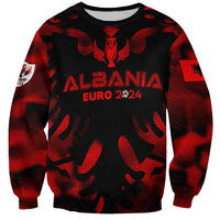 Albania football sweatshirt, red/black front graphic, crewneck long sleeves