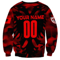 Personalized Albania football sweatshirt, back 'YOUR NAME' and 00, red/black