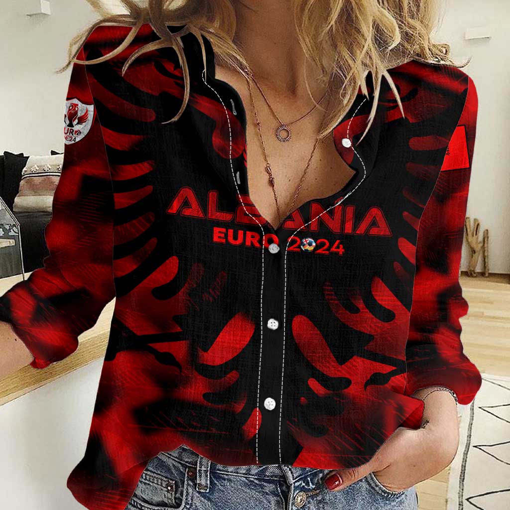 Personalized Albania Football 2024 Women Casual Shirt Trophy Wing Style - Wonder Print Shop