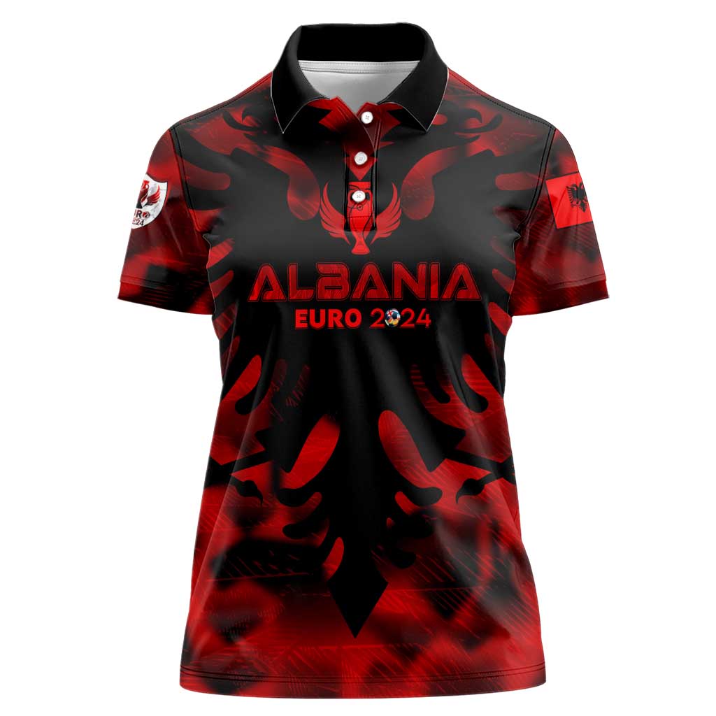 Personalized Albania Football 2024 Women Polo Shirt Trophy Wing Style - Wonder Print Shop