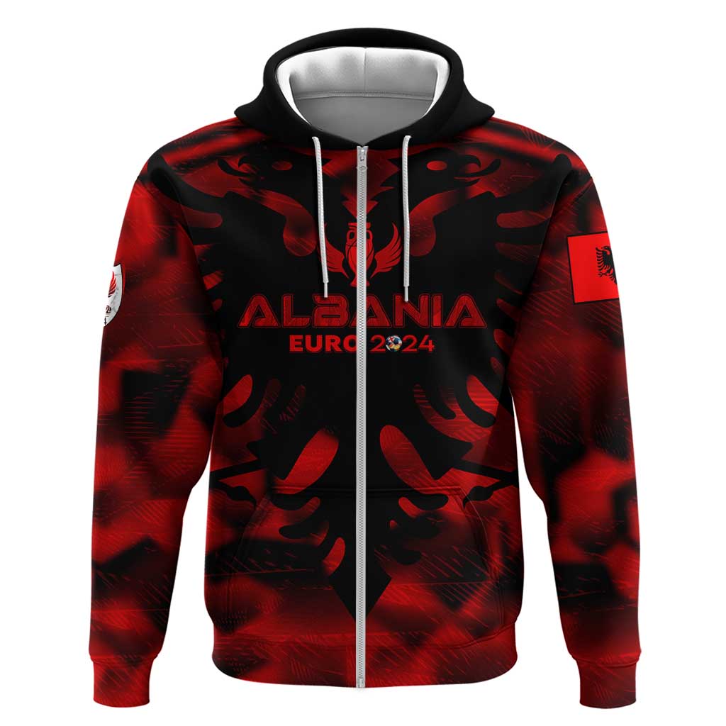 Personalized Albania Football 2024 Zip Hoodie Trophy Wing Style - Wonder Print Shop