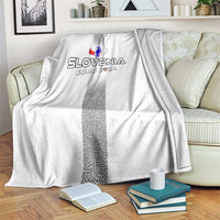 White Slovenia football blanket with central crest and dark stripe