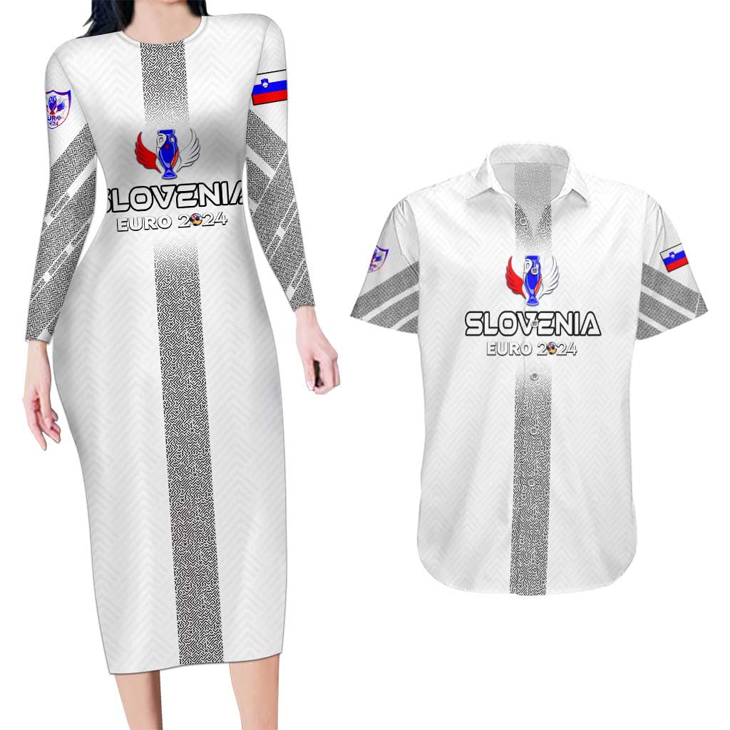 Personalized Slovenia Football 2024 Couples Matching Long Sleeve Bodycon Dress and Hawaiian Shirt Trophy Wing Style - Wonder Print Shop