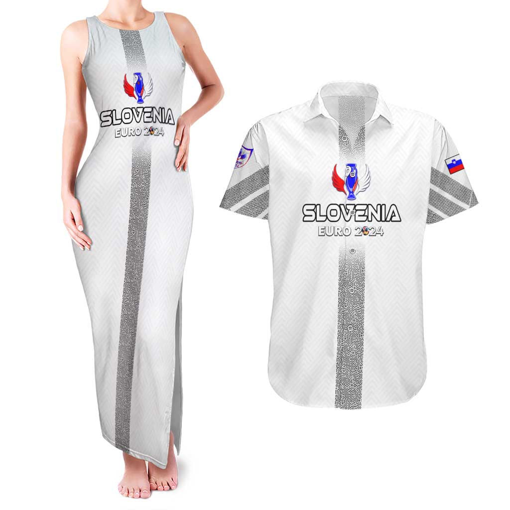 Personalized Slovenia Football 2024 Couples Matching Tank Maxi Dress and Hawaiian Shirt Trophy Wing Style - Wonder Print Shop