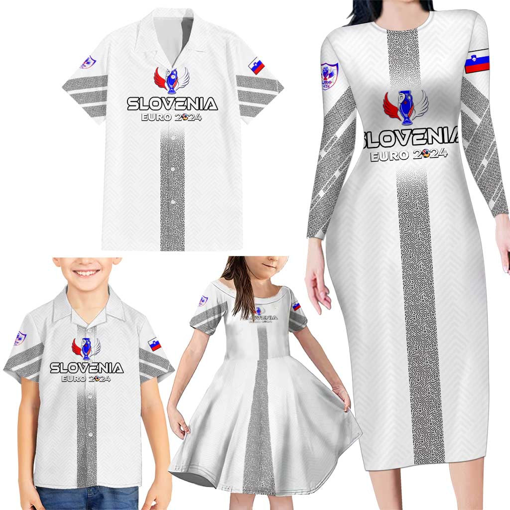 Personalized Slovenia Football 2024 Family Matching Long Sleeve Bodycon Dress and Hawaiian Shirt Trophy Wing Style - Wonder Print Shop