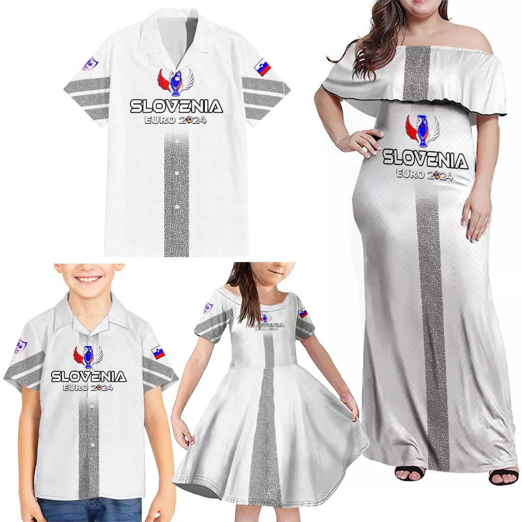 Personalized Slovenia Football 2024 Family Matching Off Shoulder Maxi Dress and Hawaiian Shirt Trophy Wing Style - Wonder Print Shop