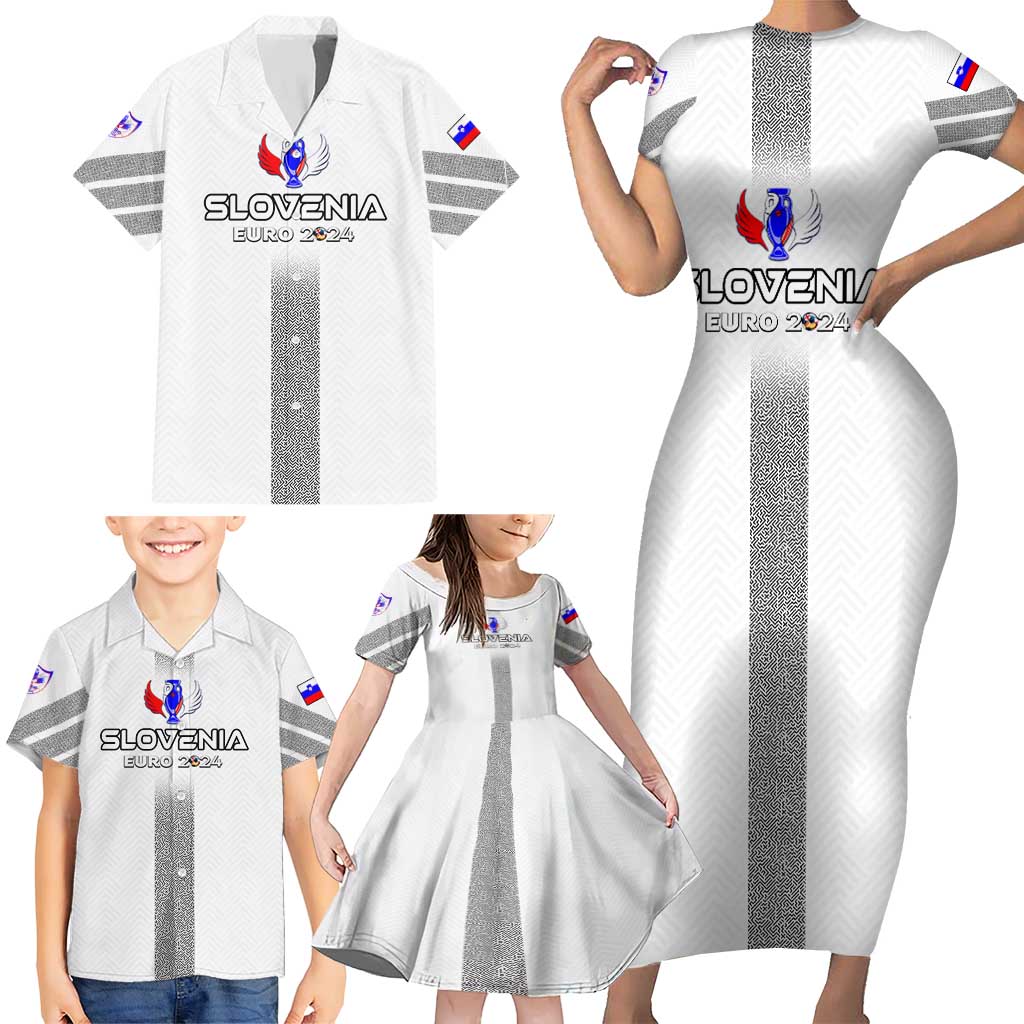 Personalized Slovenia Football 2024 Family Matching Short Sleeve Bodycon Dress and Hawaiian Shirt Trophy Wing Style - Wonder Print Shop