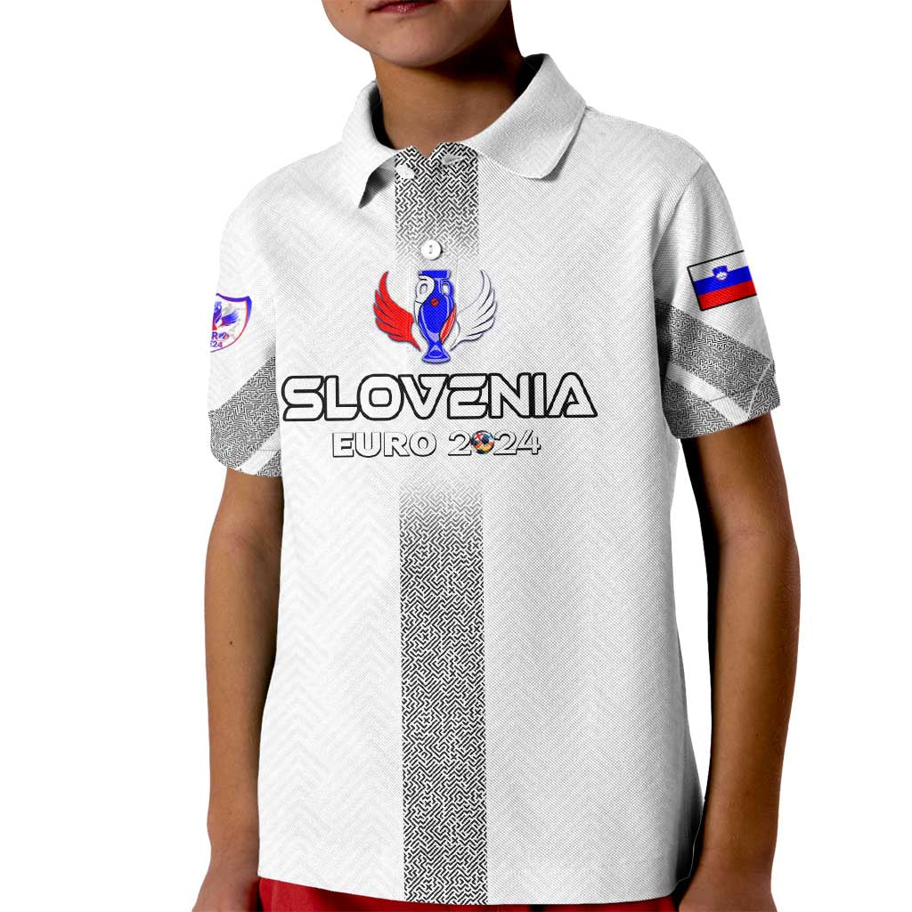 Personalized Slovenia Football 2024 Kid Polo Shirt Trophy Wing Style - Wonder Print Shop