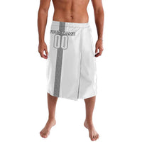 Personalized white lavalava with 'YOUR NAME' text and large number 00