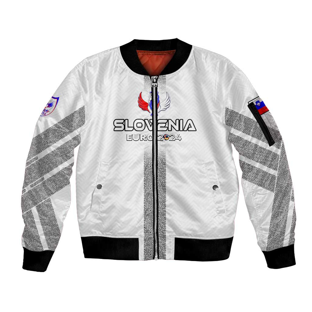 Personalized Slovenia Football 2024 Sleeve Zip Bomber Jacket Trophy Wing Style - Wonder Print Shop