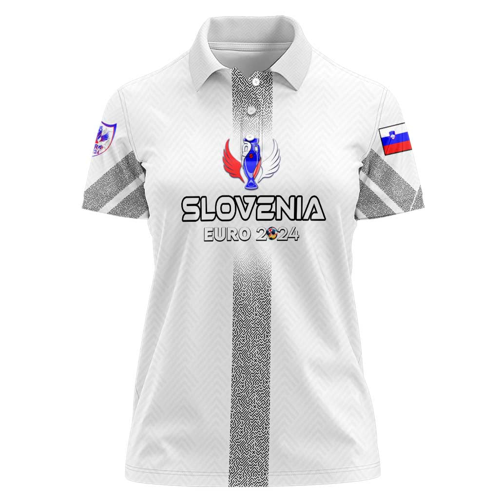 Personalized Slovenia Football 2024 Women Polo Shirt Trophy Wing Style - Wonder Print Shop