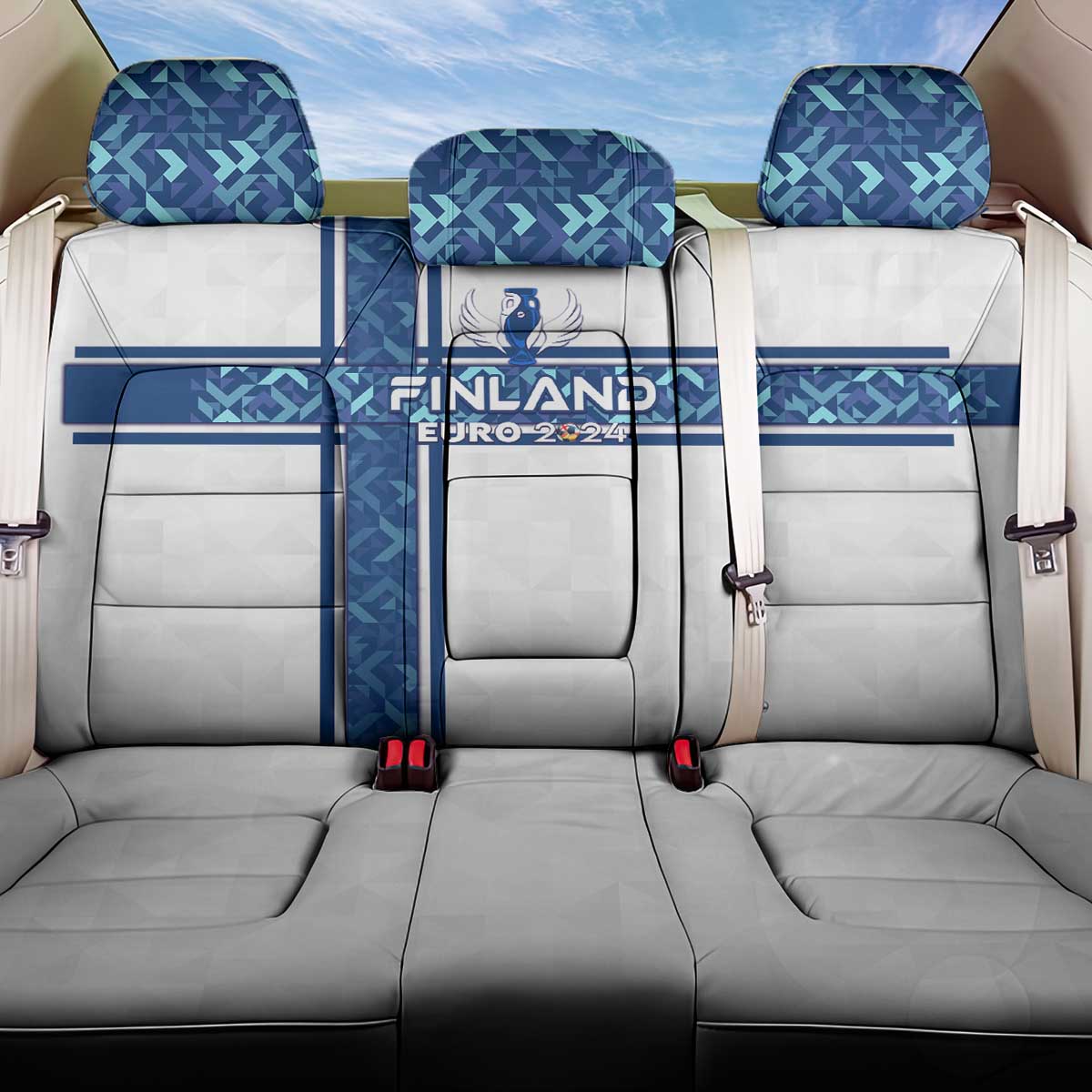 Finland Football 2024 Back Car Seat Cover Trophy Wing Style - Wonder Print Shop