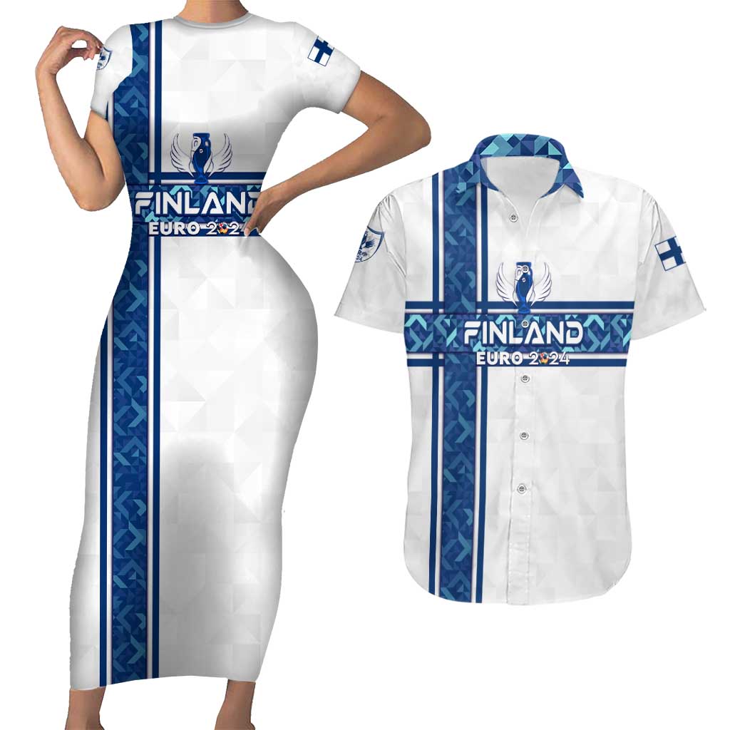 Personalized Finland Football 2024 Couples Matching Short Sleeve Bodycon Dress and Hawaiian Shirt Trophy Wing Style - Wonder Print Shop