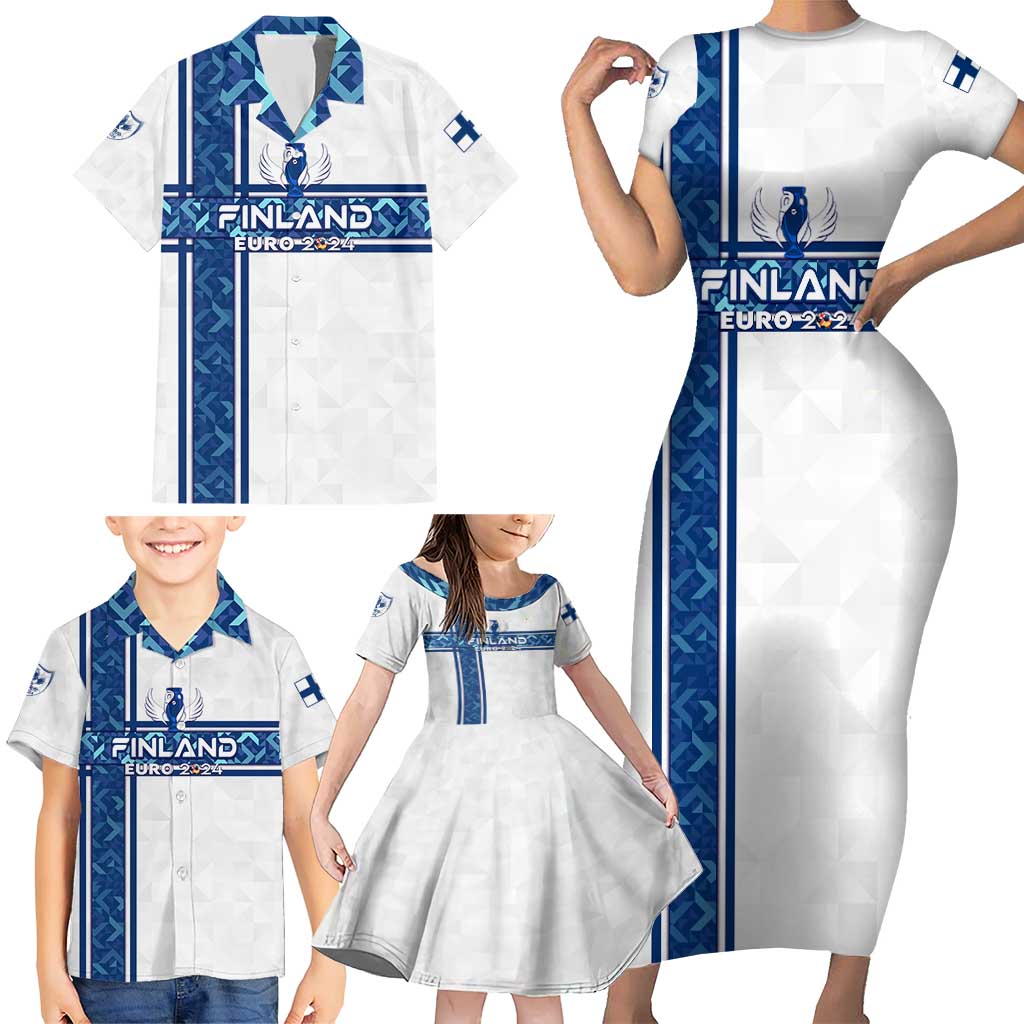 Personalized Finland Football 2024 Family Matching Short Sleeve Bodycon Dress and Hawaiian Shirt Trophy Wing Style - Wonder Print Shop