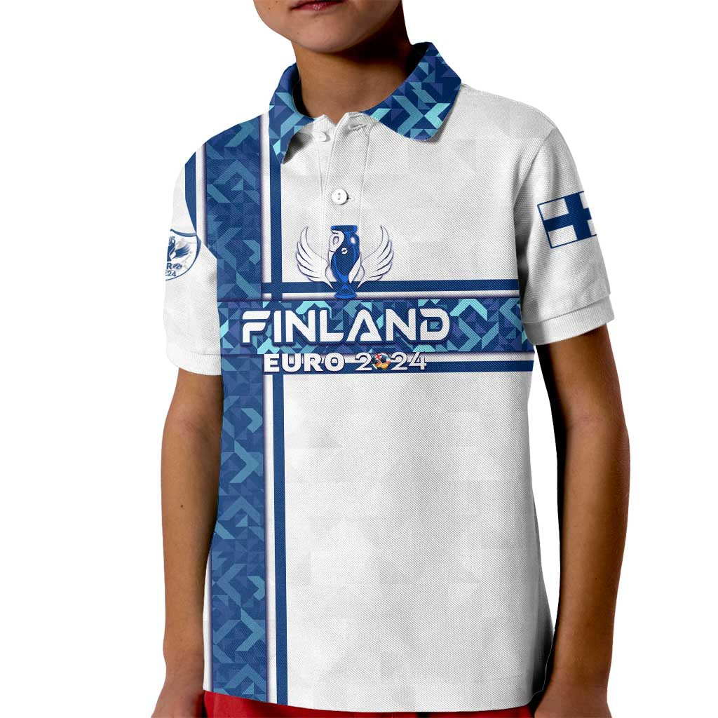 Personalized Finland Football 2024 Kid Polo Shirt Trophy Wing Style - Wonder Print Shop