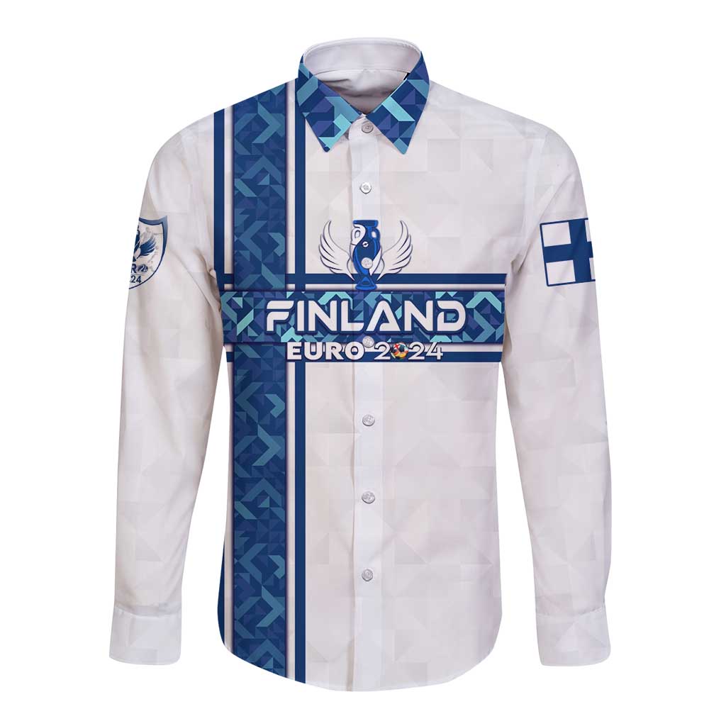 Personalized Finland Football 2024 Long Sleeve Button Shirt Trophy Wing Style - Wonder Print Shop