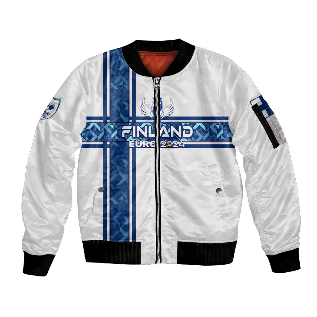 Personalized Finland Football 2024 Sleeve Zip Bomber Jacket Trophy Wing Style