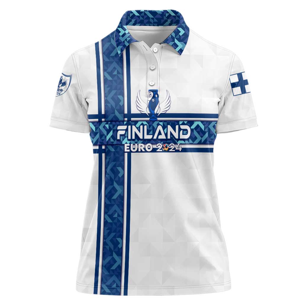 Personalized Finland Football 2024 Women Polo Shirt Trophy Wing Style