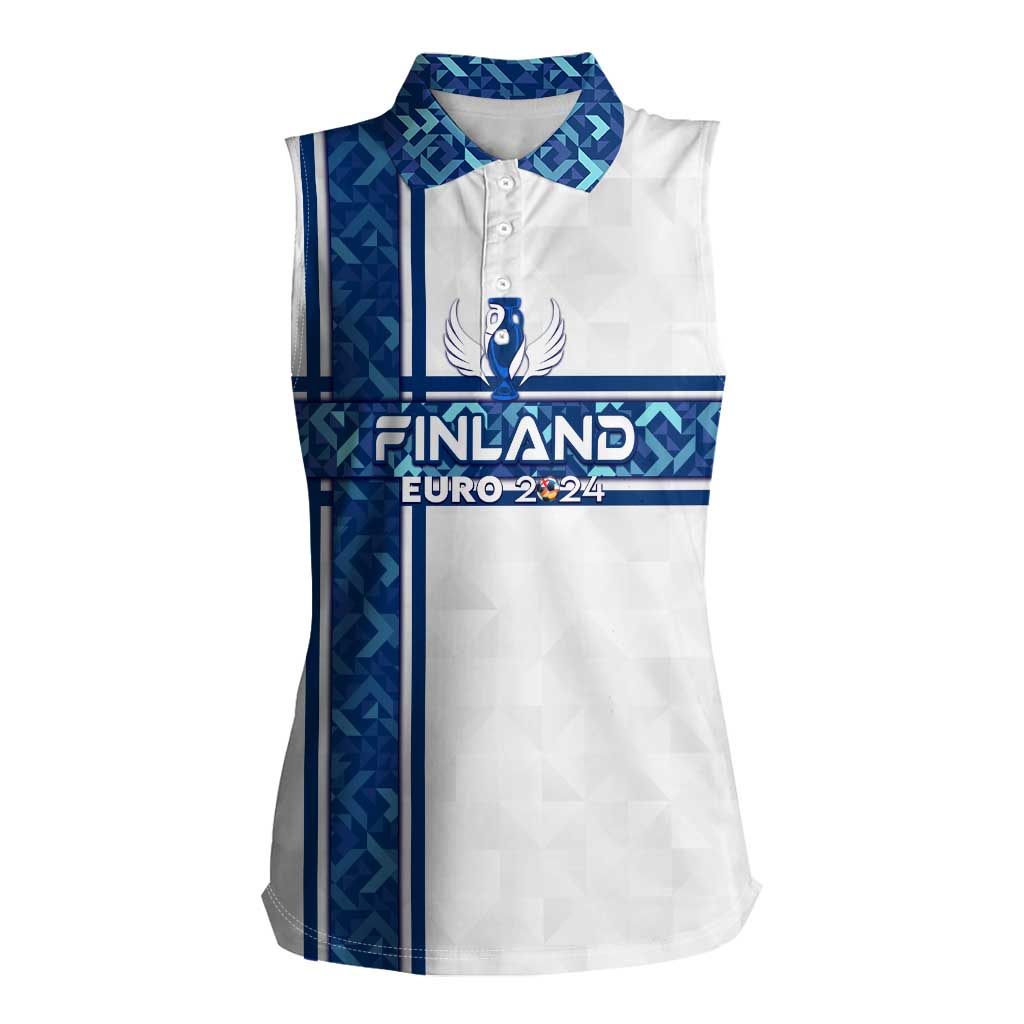 Personalized Finland Football 2024 Women Sleeveless Polo Shirt Trophy Wing Style