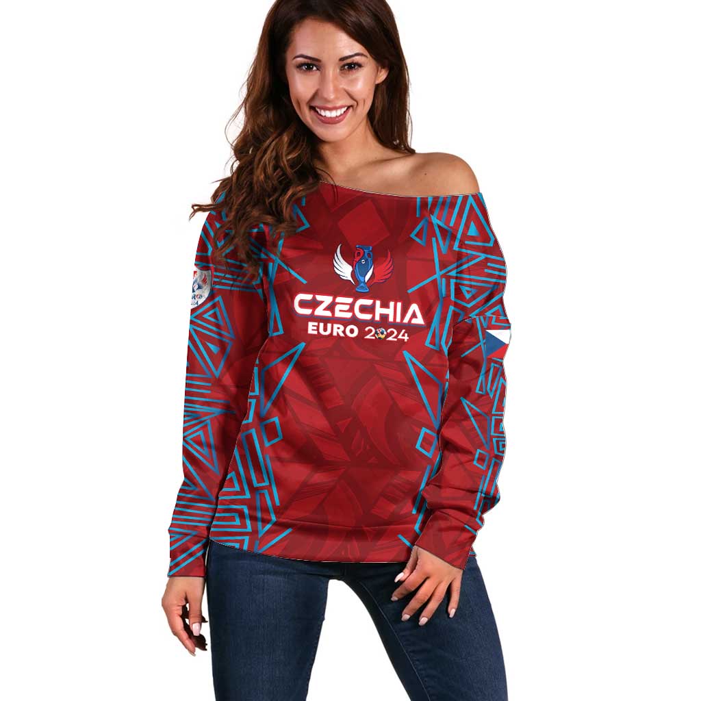 Personalized Czech Republic Football 2024 Off Shoulder Sweater Trophy Wing Style - Wonder Print Shop