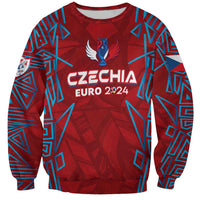 Red football sweatshirt with Czechia Euro 2024 graphic, crewneck and long sleeves