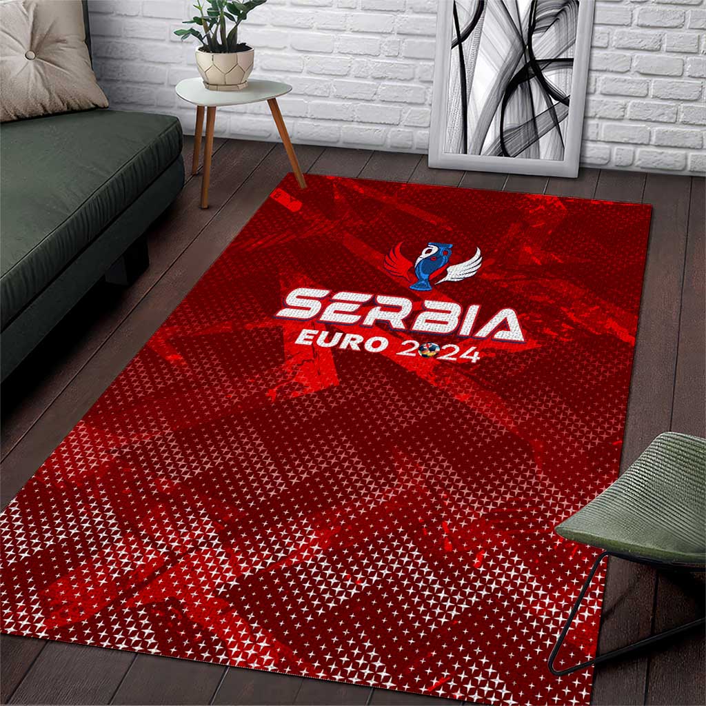 Serbia Football 2024 Area Rug Trophy Wing Style - Wonder Print Shop