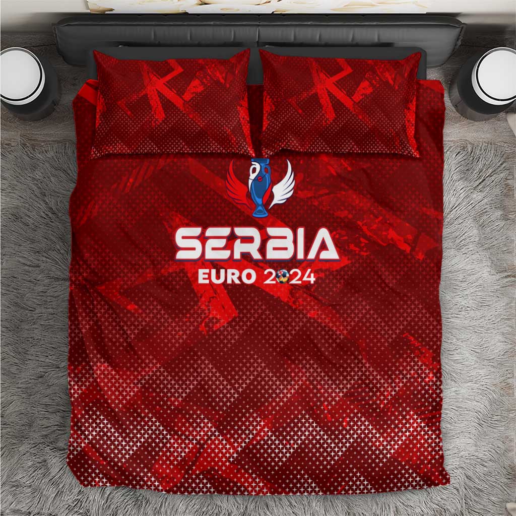 Serbia Football 2024 Bedding Set Trophy Wing Style - Wonder Print Shop