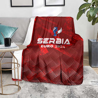 Red Serbia Euro 2024 trophy wing style blanket with bold text and star pattern