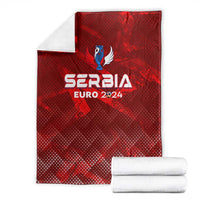Red Serbia Euro 2024 trophy wing style blanket folded with crest and text