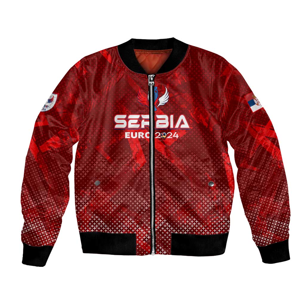 Personalized Serbia Football 2024 Bomber Jacket Trophy Wing Style - Wonder Print Shop