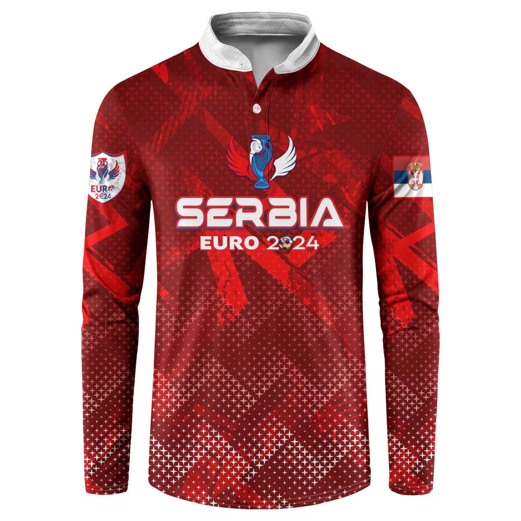 Personalized Serbia Football 2024 Button Sweatshirt Trophy Wing Style - Wonder Print Shop