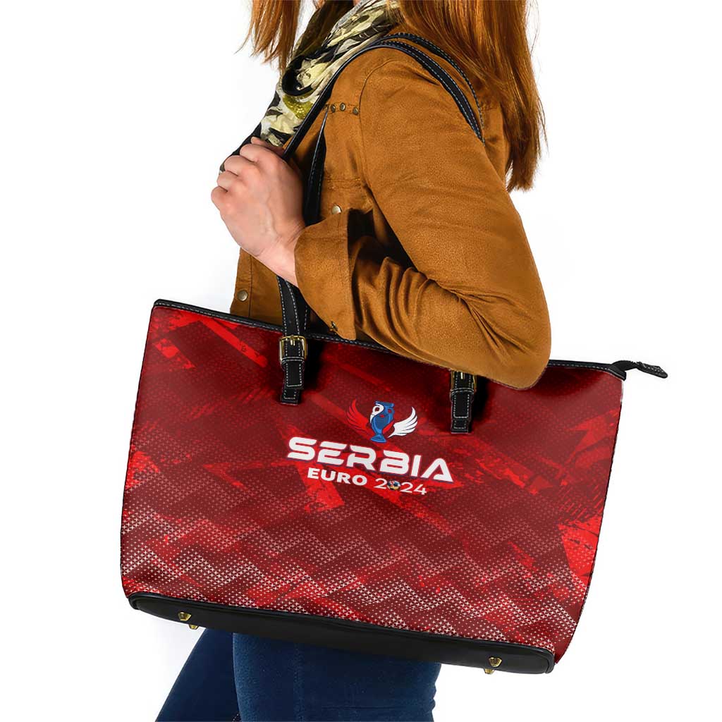 Serbia Football 2024 Leather Tote Bag Trophy Wing Style - Wonder Print Shop