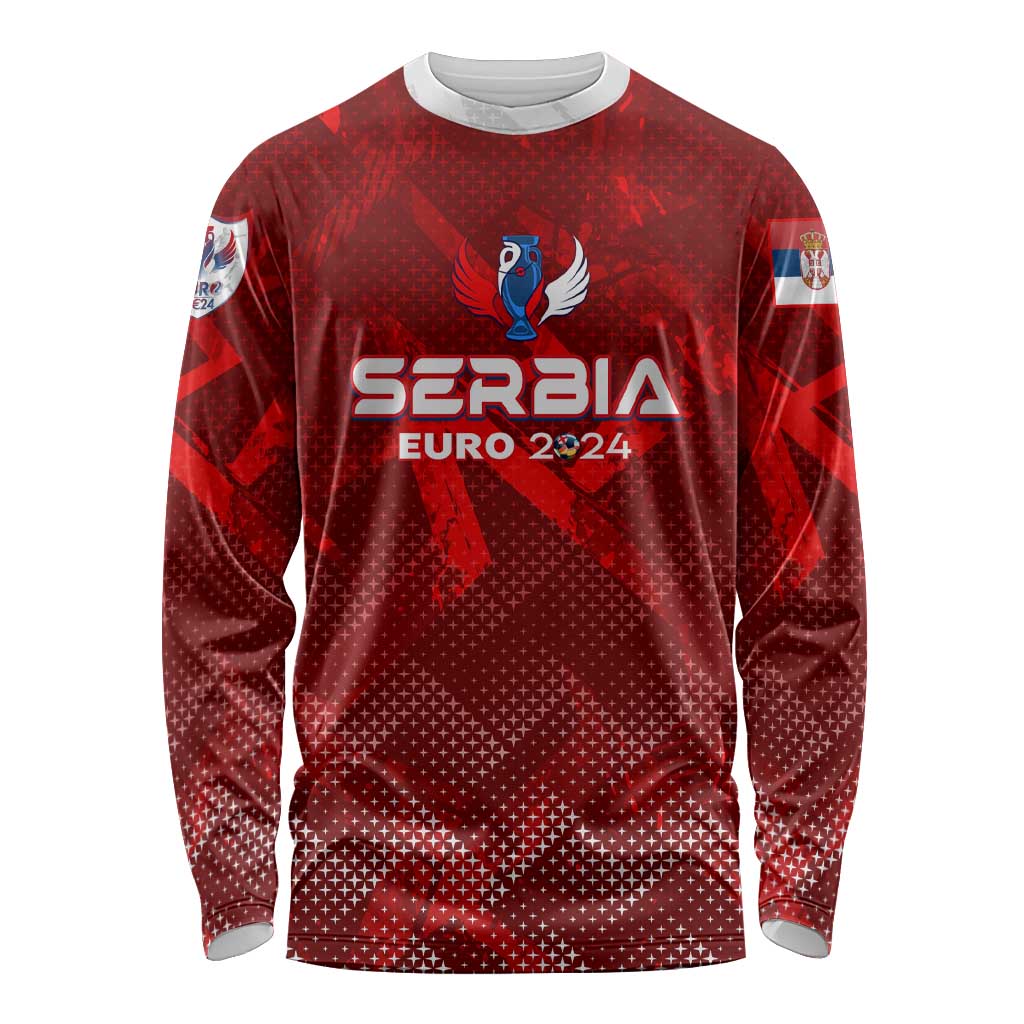 Personalized Serbia Football 2024 Long Sleeve Shirt Trophy Wing Style - Wonder Print Shop