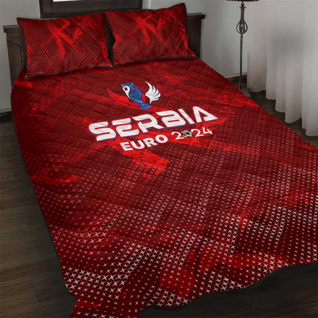 Serbia Football 2024 Quilt Bed Set Trophy Wing Style - Wonder Print Shop