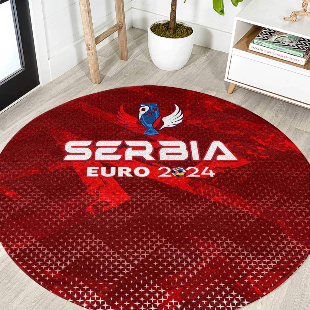 Serbia Football 2024 Round Carpet Trophy Wing Style