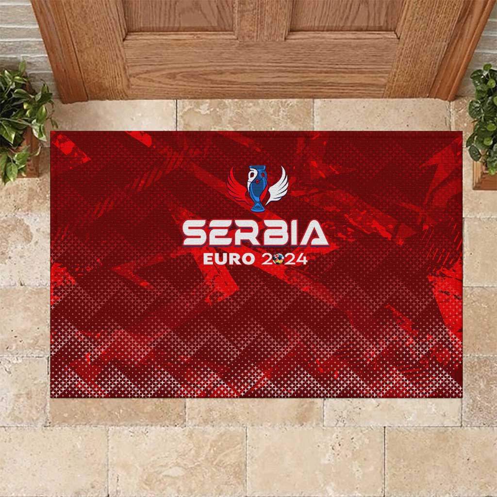 Serbia Football 2024 Rubber Doormat Trophy Wing Style - Wonder Print Shop