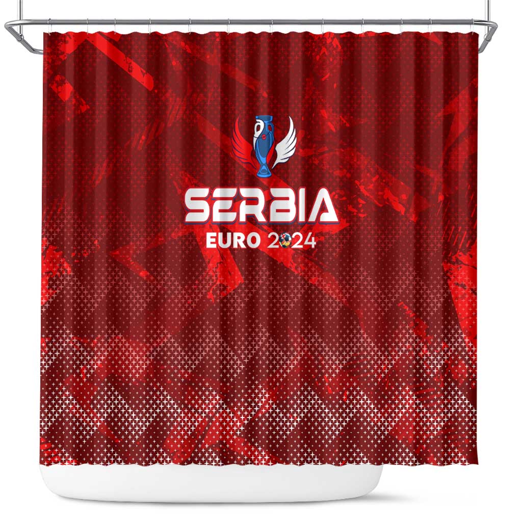 Serbia Football 2024 Shower Curtain Trophy Wing Style