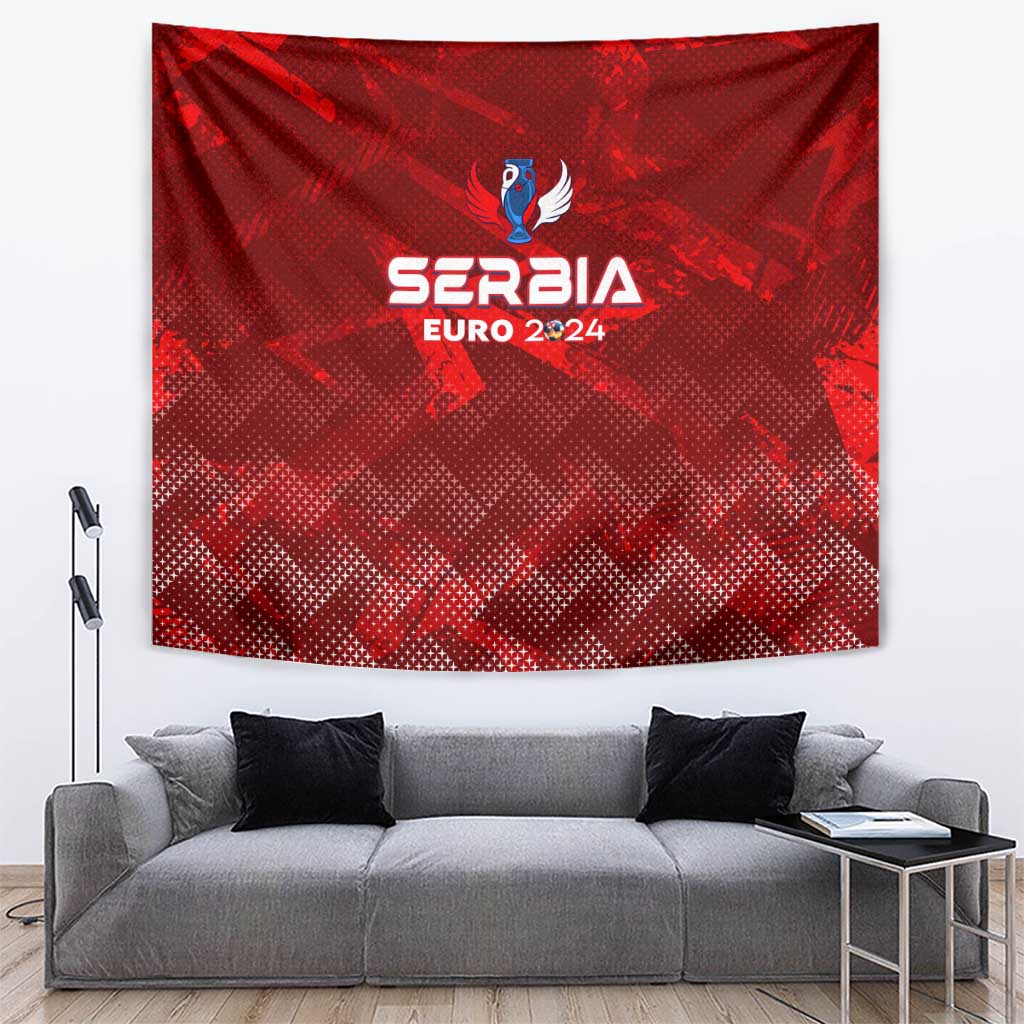 Serbia Football 2024 Tapestry Trophy Wing Style - Wonder Print Shop