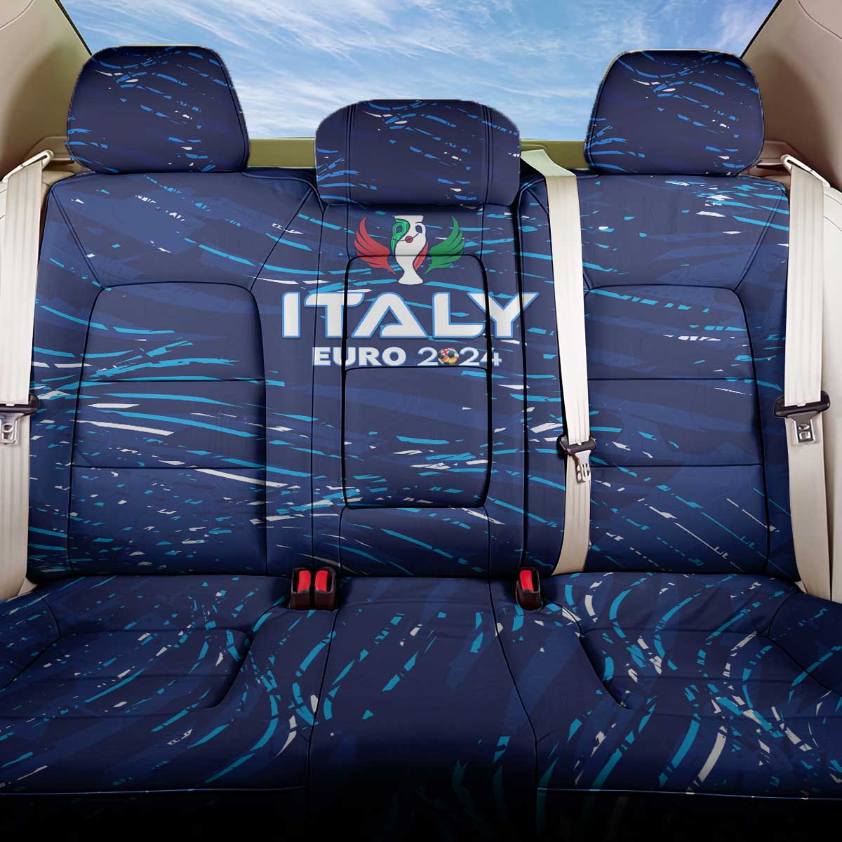 Italy Football 2024 Back Car Seat Cover Trophy Wing Style - Wonder Print Shop