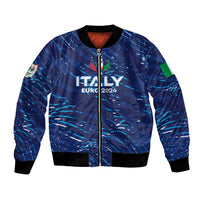 Blue Italy 2024 bomber jacket with full-zip front, ribbed cuffs, printed crest