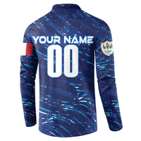 Blue button sweatshirt back with YOUR NAME and number 00 on Italy Euro 2024 design