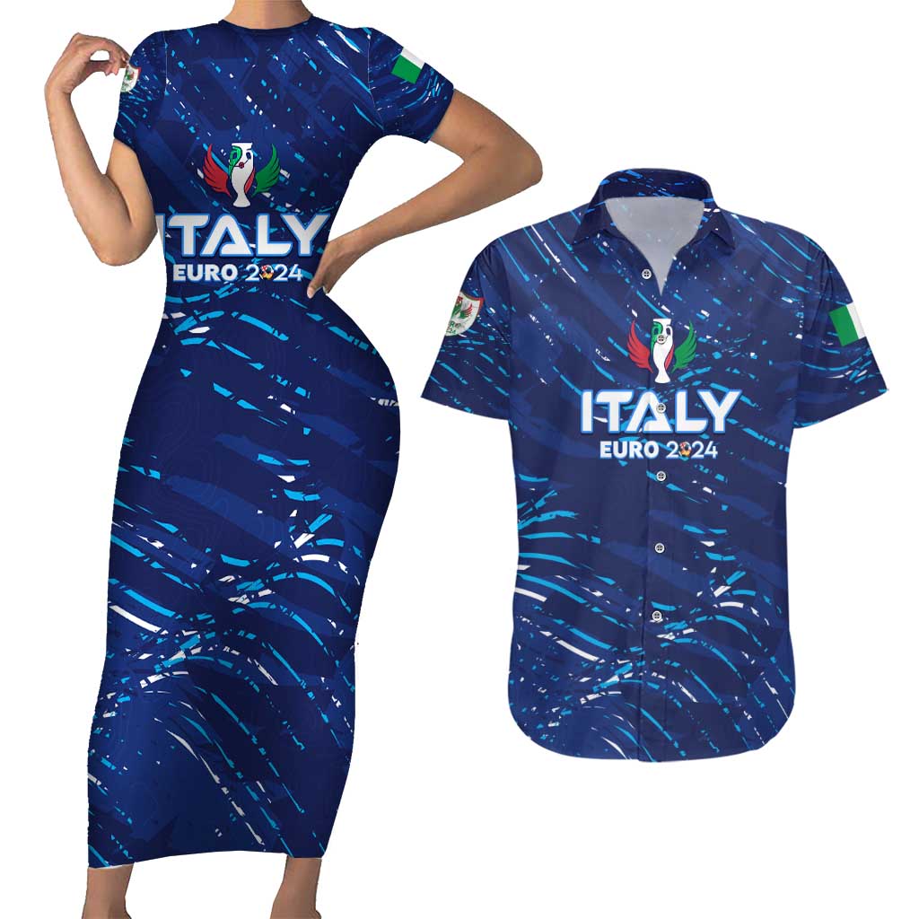 Personalized Italy Football 2024 Couples Matching Short Sleeve Bodycon Dress and Hawaiian Shirt Trophy Wing Style - Wonder Print Shop