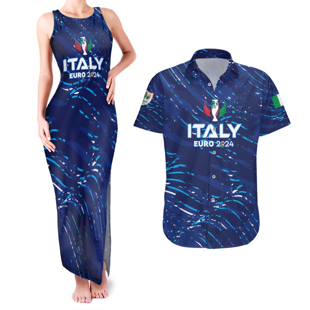 Personalized Italy Football 2024 Couples Matching Tank Maxi Dress and Hawaiian Shirt Trophy Wing Style - Wonder Print Shop