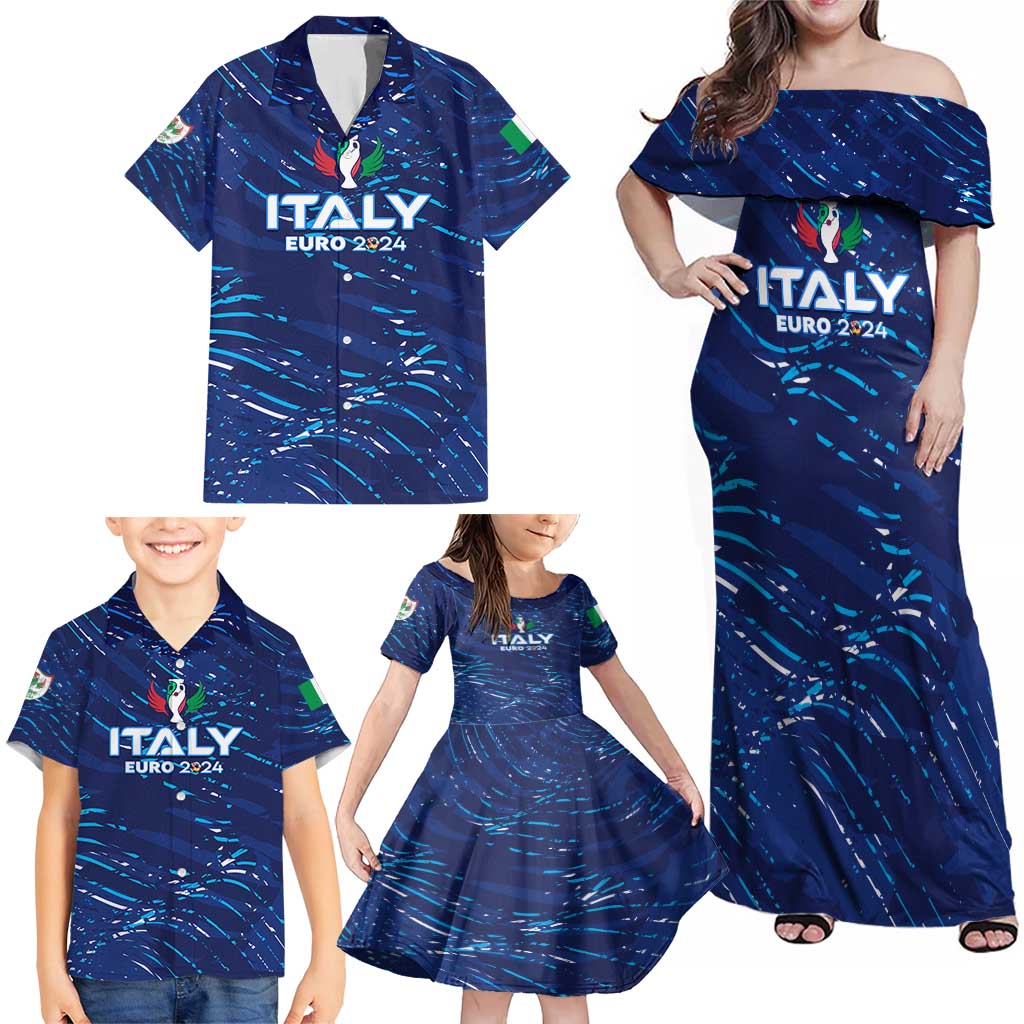 Personalized Italy Football 2024 Family Matching Off Shoulder Maxi Dress and Hawaiian Shirt Trophy Wing Style - Wonder Print Shop