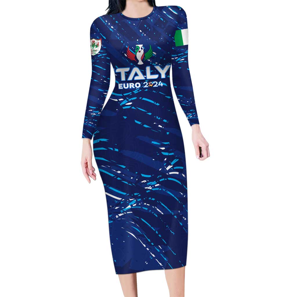 Personalized Italy Football 2024 Long Sleeve Bodycon Dress Trophy Wing Style - Wonder Print Shop