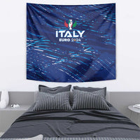Blue Italy Euro 2024 wall tapestry featuring trophy crest above “ITALY” and “EURO 2024”