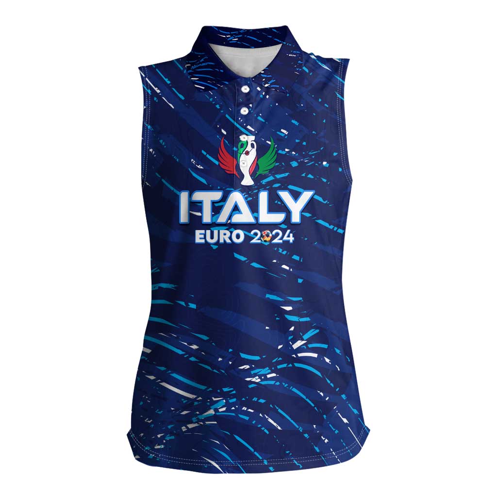 Personalized Italy Football 2024 Women Sleeveless Polo Shirt Trophy Wing Style